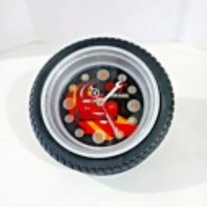 Rare Lightning McQueen CARS Disney Pixar 10" Tire Shaped Wall Clock Preowned